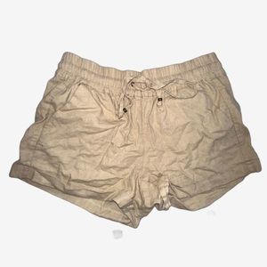 DRAWSTRING BURLAP SHORTS